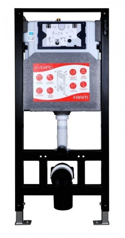 Комплект 3 в 1 Унитаз подвесной Esbano Azalea ESUPAZALBM + Инсталляция Fram + Кнопка ESINKRG11GW цвет глянцевый белый