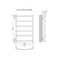 Полотенцесушитель Azario VERONA 500/800 водяной 6 пер. (1"-1/2" Полированный)