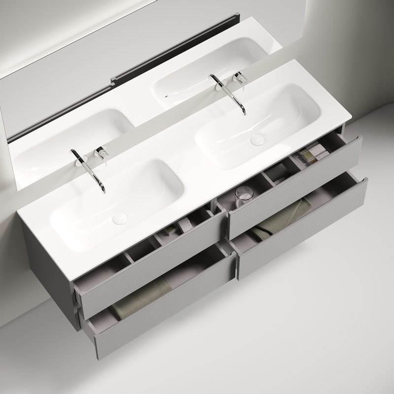 Мебель для ванной комнаты Sancos Folk 160 подвесная, ergraut soft, раковина CN7023wx