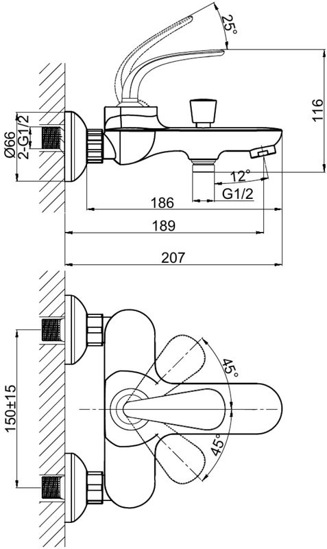 Смеситель для ванны с душем D&K Gondolla DA1023241