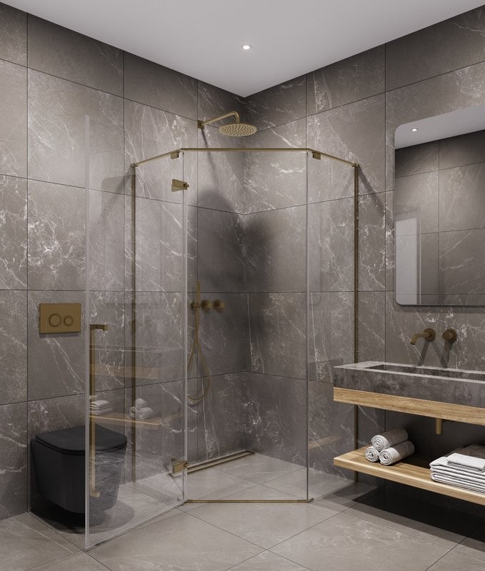 Душевой уголок Timo TTSSP-100/17C-8 100x100 см, профиль матовое золото, стекло прозрачное