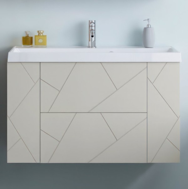 Тумба под раковину Бриклаер Кристалл 90 латте, дуб крафт табачный