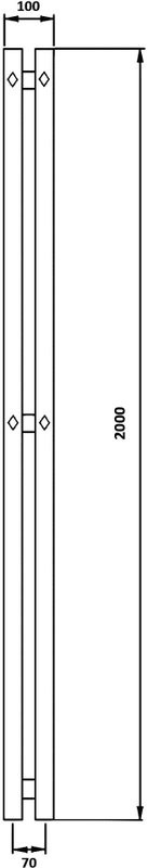 Полотенцесушитель водяной Secado Сандриго 2К 2000/70 200x10 см, матовый черный, I-образный