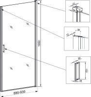 Душевая дверь в нишу Veconi Vianno VN-43 90 см,  профиль хром