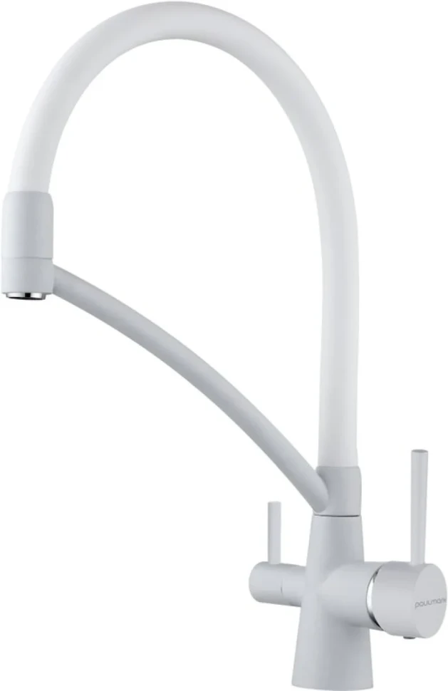 Смеситель для кухни Paulmark Siegen Si213111-431TW белый матовый с гибким изливом