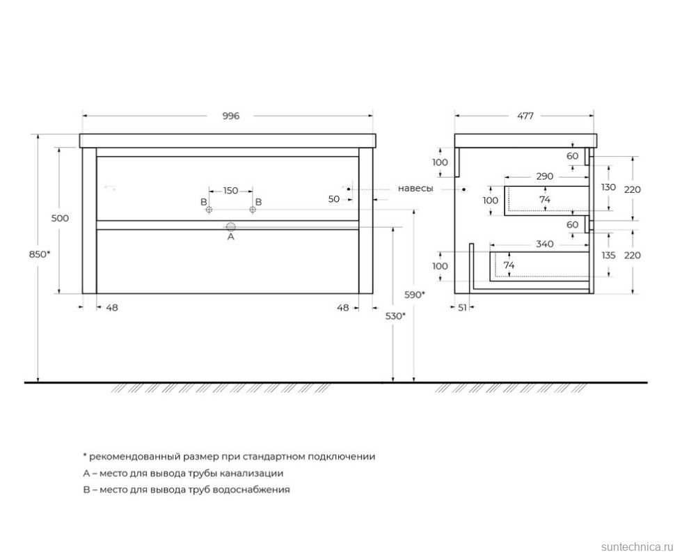 Тумба с раковиной Cezares Relax 100 сатин, раковина Cezares CZR-1000/480-LV-MR-NV
