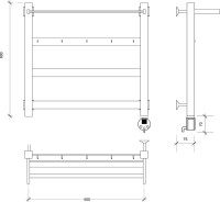 Полотенцесушитель электрический Secado Комано 1 КСП R 65x55 см, подключение справа, хром, лесенка, с полкой