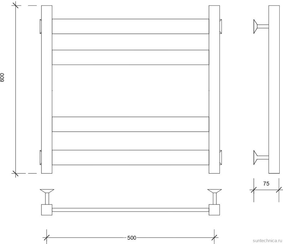 Полотенцесушитель водяной Secado Комано 3 60/50 60x55 см, хром, лесенка