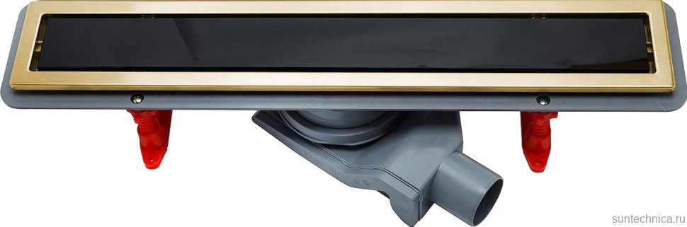 Душевой трап (лоток) Pestan Confluo Premium Gold Black Glass Line Confluo Premium Gold Black Glass Line 550 черное стекло/позолоченная сталь