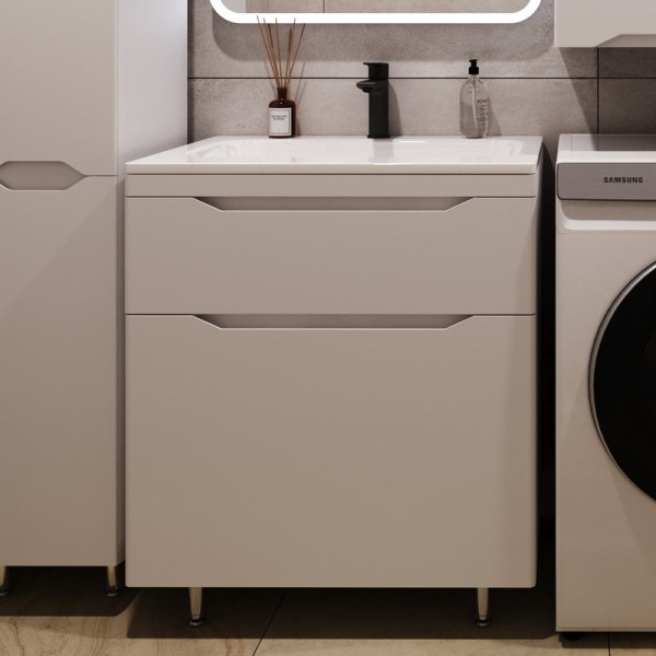 Тумба под раковину Style Line Марелла 80 напольная, антискрейтч, белая матовая