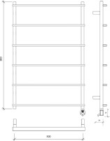 Полотенцесушитель электрический Secado Лорето 80х50 85x55 см, подключение справа, черный матовый, лесенка
