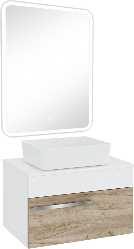 Мебель для ванной комнаты Runo Вудлайн 65 крафтовый дуб, раковина Tre 50