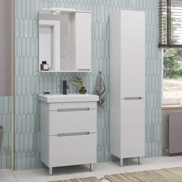 Мебель для ванной комнаты SanStar Адель 50 напольная, белая, раковина Sanita luxe Fest 50