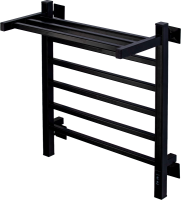 Полотенцесушитель электрический Comfysan Marte-K 012519 60x55 см, подключение справа, слева, матовый черный, лесенка, из стали, с полкой