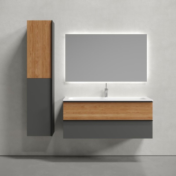 Мебель для ванной комнаты Sancos Delta 120 дуб красный, графит, раковина CN7017