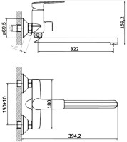 Смеситель с длинным изливом для ванны Agger Clean A2421100