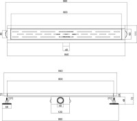 Душевой трап (лоток) Esbano Meta Rain 80 cм, матовое золото