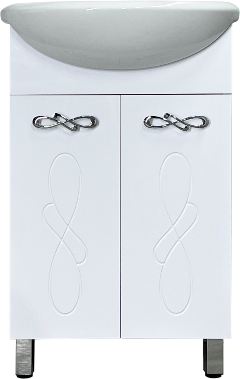 Тумба с раковиной Style Line Венеция 55 белая, раковина Rosa Уют 55