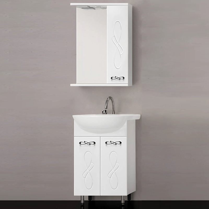 Тумба с раковиной Style Line Венеция 55 белая, раковина Rosa Уют 55