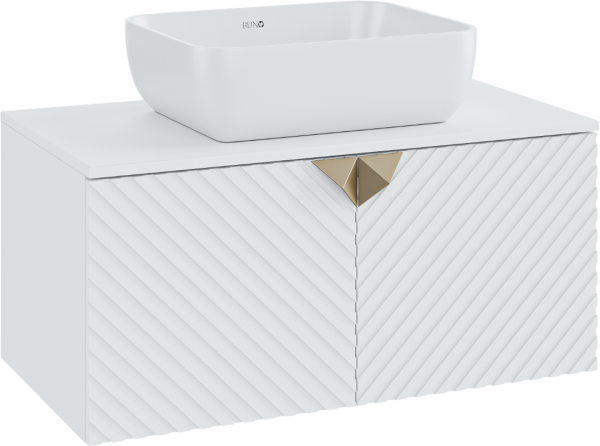 Тумба с раковиной Runo Андорра 85 белая матовая, белый глянец, раковина Cuatro 50