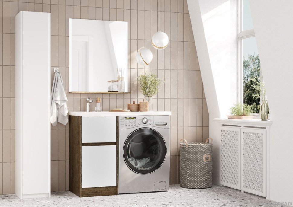 Тумба с раковиной AQUATON Лондри 40 L, дуб кантри, белый