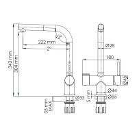 Смеситель для кухни с фильтром для питьевой воды A8977, Золото
