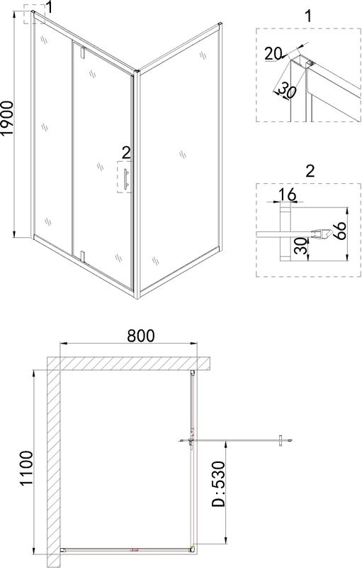 Душевой уголок Niagara Nova NG-63-11A-A80 110x80, прямоугольный, хром