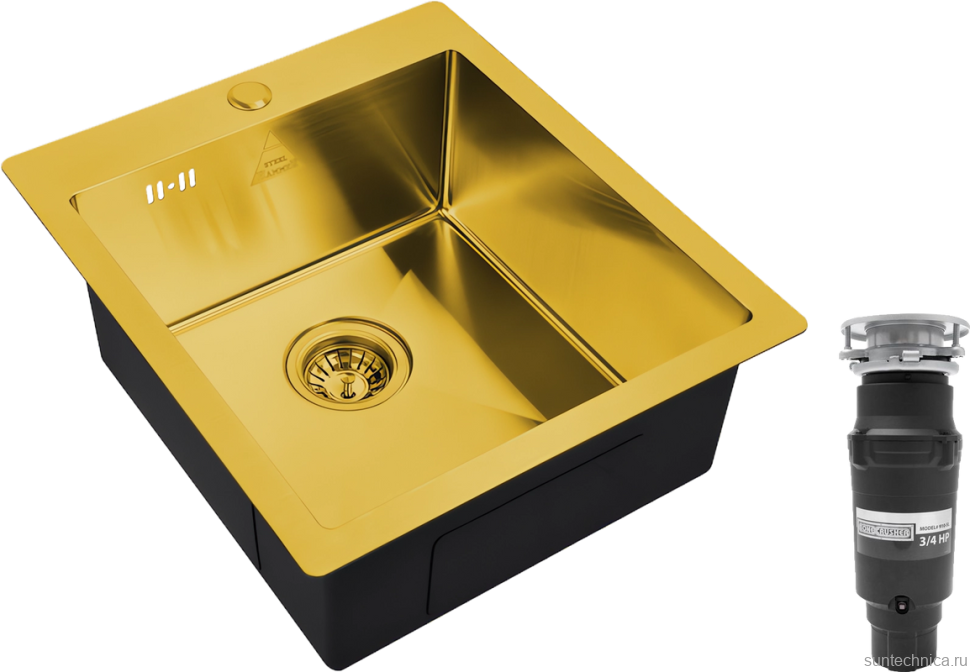 Комплект Мойка Zorg Steel Hummer SH 4551 BRONZE + Измельчитель Bone Crusher BC 910-SL-Slim Line