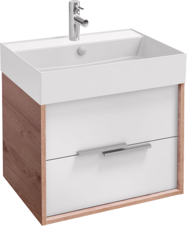 Тумба с раковиной Jacob Delafon Vivienne 60 дуб давос, белая блестящая, раковина белая матовая