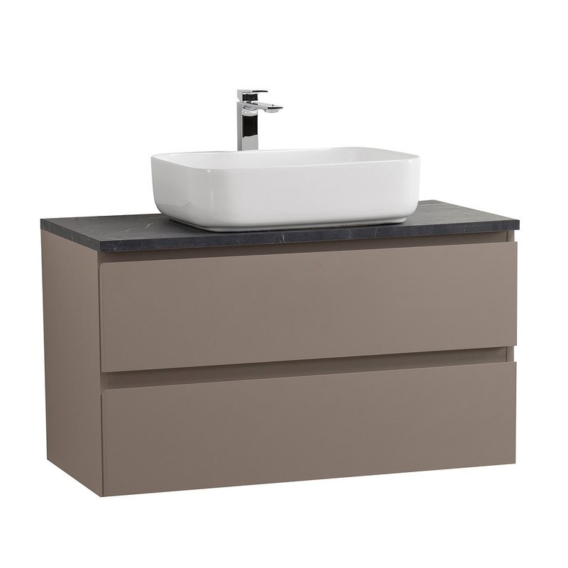 Тумба с раковиной BelBagno Kraft 100 подвесная, матовая бежевая, столешница kep-100-mno, раковина BB1304