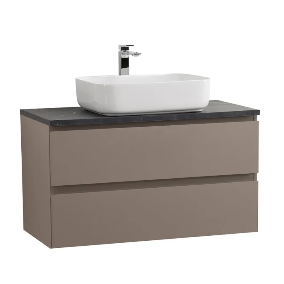 Тумба с раковиной BelBagno Kraft 100 подвесная, матовая бежевая, столешница kep-100-mno, раковина BB1304
