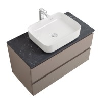 Тумба с раковиной BelBagno Kraft 100 подвесная, матовая бежевая, столешница kep-100-mno, раковина BB1304