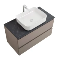 Тумба с раковиной BelBagno Kraft 100 подвесная, матовая бежевая, столешница kep-100-mno, раковина BB1304