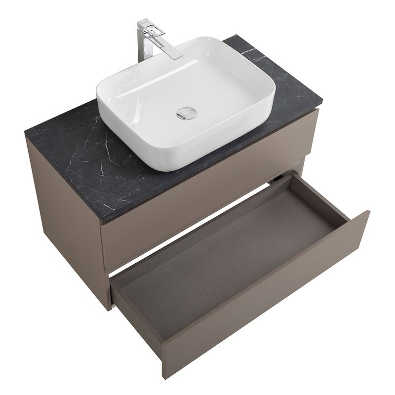 Тумба с раковиной BelBagno Kraft 100 подвесная, матовая бежевая, столешница kep-100-mno, раковина BB1304