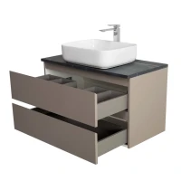 Тумба с раковиной BelBagno Kraft 100 подвесная, матовая бежевая, столешница kep-100-mno, раковина BB1304