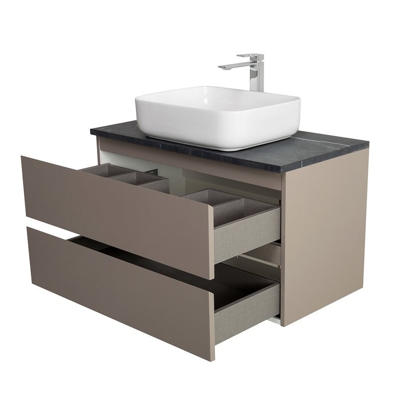 Тумба с раковиной BelBagno Kraft 100 подвесная, матовая бежевая, столешница kep-100-mno, раковина BB1304