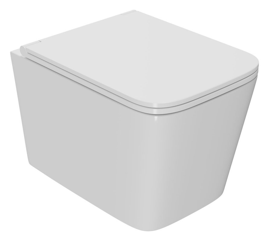 Унитаз подвесной безободковый вихревой Bau Stil Hurricane, быстросъемное тонкое сиденье дюропласт микролифт