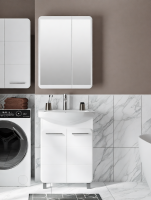 Тумба с раковиной Runo Эрика 60 напольная, глянцевая белая