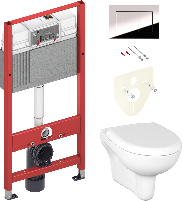 Комплект Унитаз подвесной Cersanit Nature Clean On DPL EO + Инсталляция TECE Now 9400412 4 в 1 с кнопкой смыва