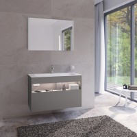 Тумба под раковину Keuco Stageline 32872 100 см, с подсветкой, розеткой и точкой зарядки USB и USB-C, инокс матовый