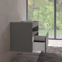 Тумба под раковину Keuco Stageline 32872 100 см, с подсветкой, розеткой и точкой зарядки USB и USB-C, инокс матовый