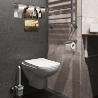 Комплект Унитаз подвесной DIWO Сочи 7508N003-0079 безободковый + Крышка Yakut 0344 быстросъемное, с микролифтом + Инсталляция + Кнопка 7315 золотая