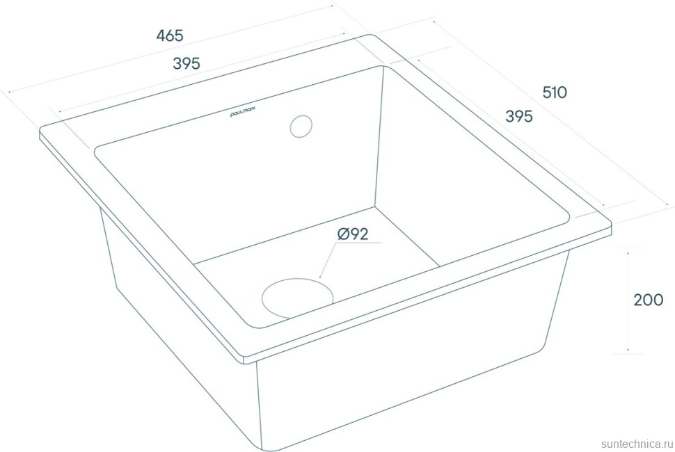 Комплект Мойка Paulmark Kante 45 PM104651-BL черная + Измельчитель Intenso