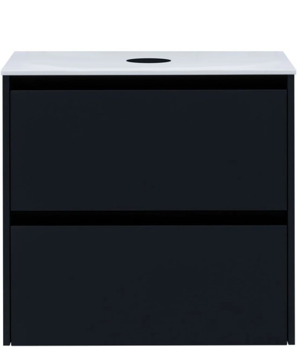 Тумба под раковину со столешницей Allen Brau Activity 70 с подсветкой, матовый антрацит, черный браш, столешница белая