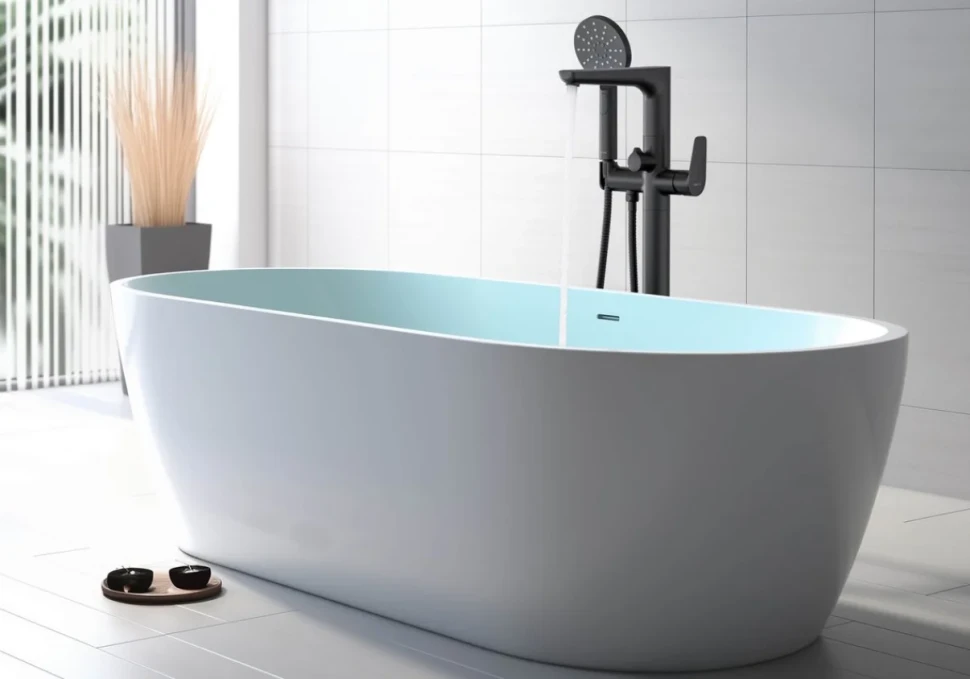 Напольный смеситель для ванны с душем AQUATEK Бетта AQ1145MB С ВНУТРЕННЕЙ ЧАСТЬЮ, матовый черный