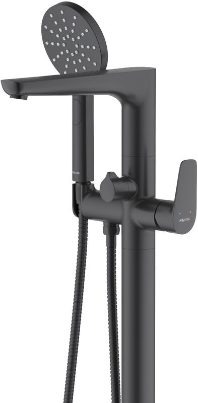 Напольный смеситель для ванны с душем AQUATEK Бетта AQ1145MB С ВНУТРЕННЕЙ ЧАСТЬЮ, матовый черный