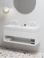 Тумба с раковиной Ravak Lite SD 120 глянцевая белая, раковина Lite XJX01312001 двойная