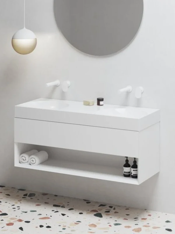 Тумба с раковиной Ravak Lite SD 120 глянцевая белая, раковина Lite XJX01312001 двойная