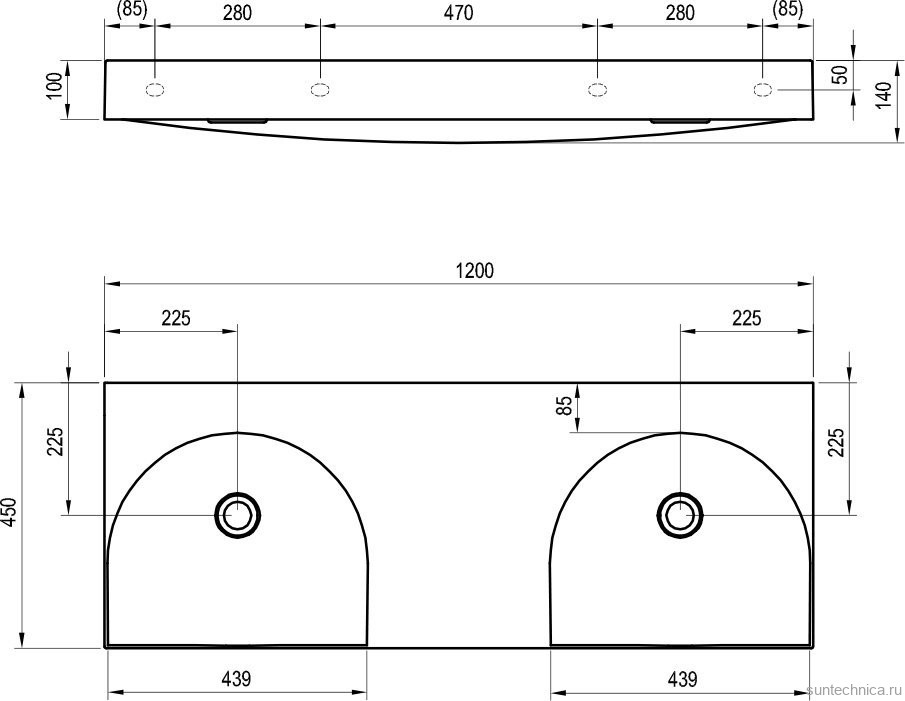 Тумба с раковиной Ravak Lite SD 120 глянцевая белая, раковина Lite XJX01312001 двойная