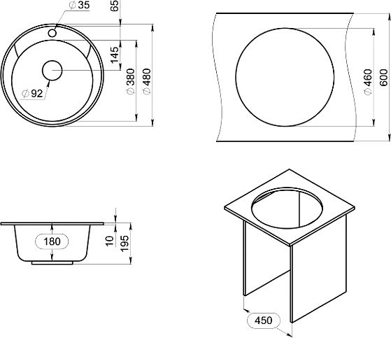 Мойка кухонная Granula Standart 4802, базальт